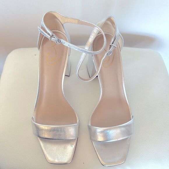 Daniella Leather Ankle Strap Square Toe Dress Sandals - Picture 2 of 4